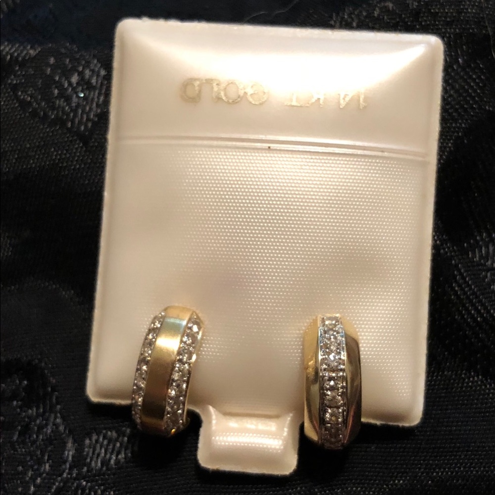 14K diamond earrings - hoops